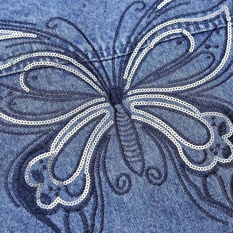 Women's Spring and Autumn Denim Jacket Small Design Solid Color Round Neck Jacket