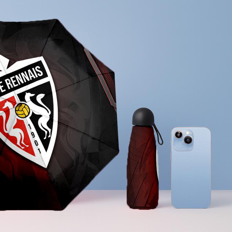 Stade Rennais FC Mini 5 Fold Pocket Umbrella Compact Lightweight Anti UV Rain Sun Protection Umbrella Portable Travel Umbrella