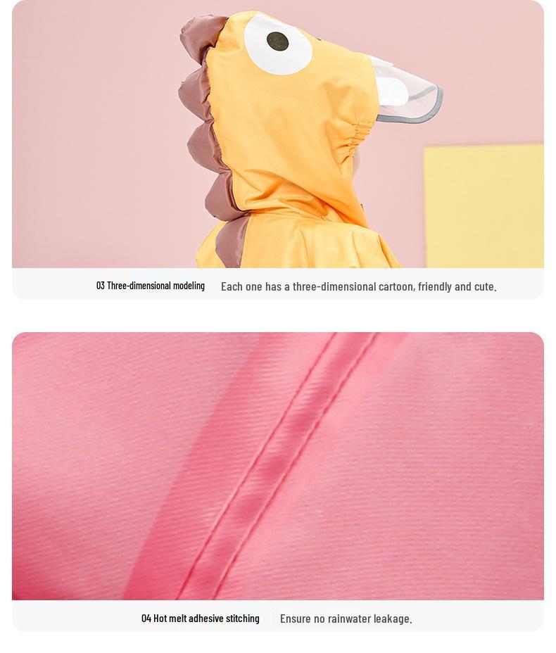Dinosaur Raincoat: Waterproof, Hooded, Reflective Poncho for Kids & Babies (Unisex, Thick)