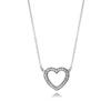 100% 925 Sterling Silver Pan Model Charm Necklace Female Heart Valentine's Day Heart-shaped Necklace Fashion Jewelry