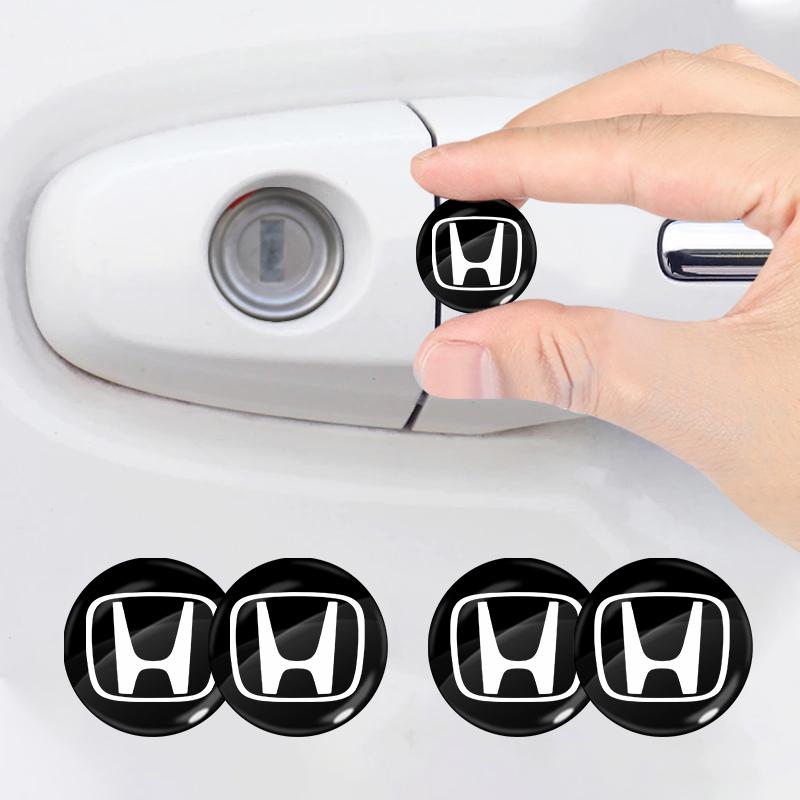 Car Lock Keyhole Stickers Door Lock Protect Car 3D Stickers For Honda Fit Mugen Insight Type S R VTEC DOHC Modulo Vezel Legend RR Si