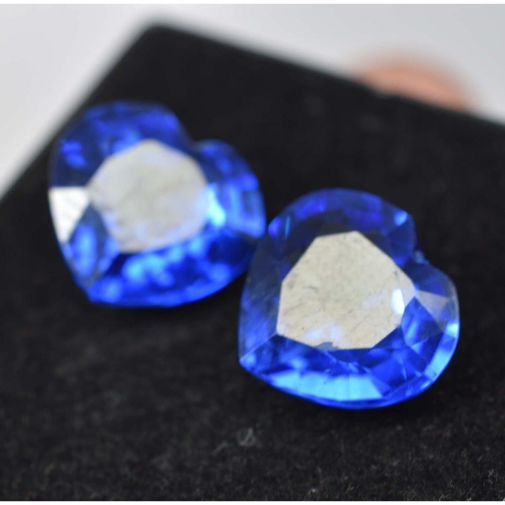 Natural Blue Tanzanite Loose Gemstone 16 Ct Tanzanian Heart Cut Pair for Jewelry Making and Crafts