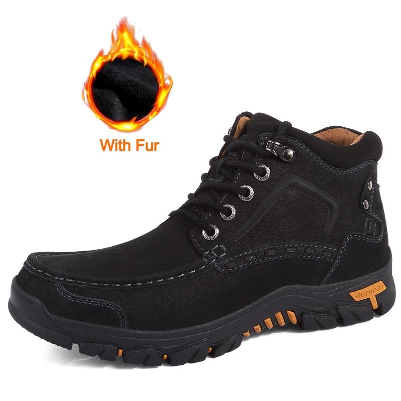 High Quality Male Casual Ankle Boots Genuine Leather Outdoor Hiking Boots 2024 Lace-up Non-slip Sneakers Fashion Luxury Brand