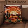 D Boho Desert Sunset Cactus Throw Pillow Covers Pattern Cushion Cover Suitable For Sofa Bedroom Car Pillow Cover