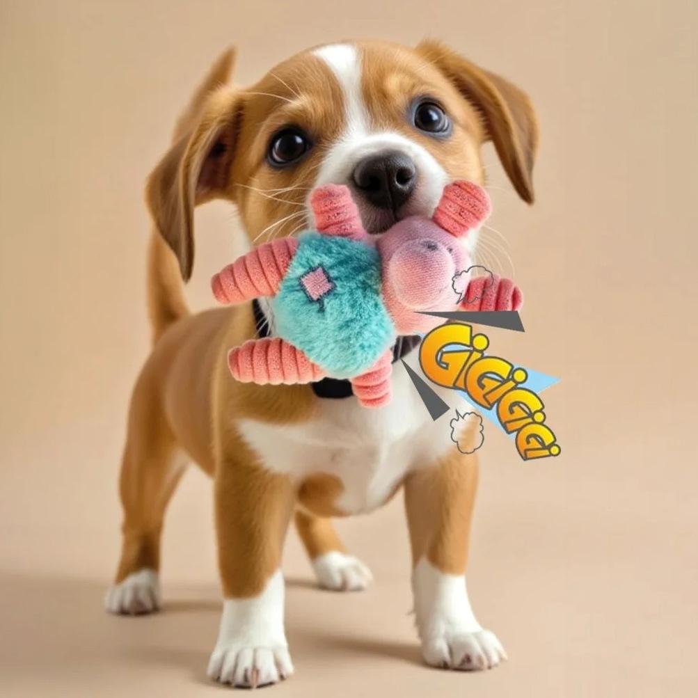 Plush Animal Shape Pet Toy - Molar Chew Resistant Dog Cat Toy, Soft Non-Toxic Interactive Pet Chewing Toy for Puppies