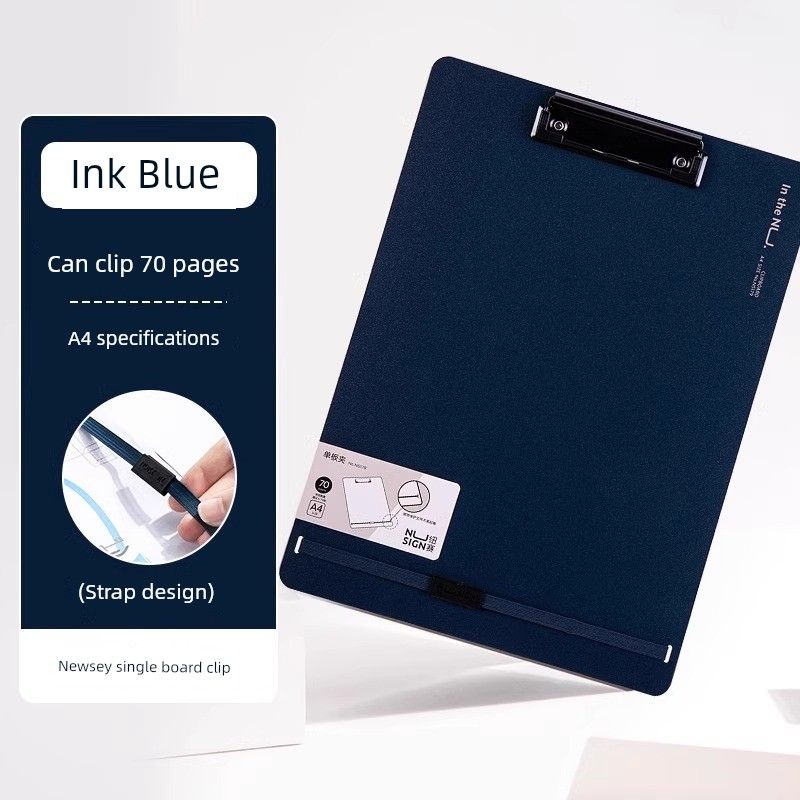 

Deli Widened Student Writing Paper Folder [Regular Single Board Clip] Ink Sea Blue-A4