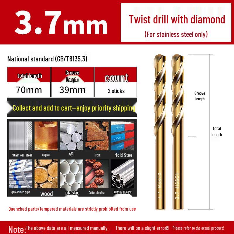 Stainless Steel Twist Drill Bit Set for Super Hard Steel (Sizes 3.1–4.0)