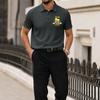 Men's Summer Polo Shirt Short Sleeve Ice Silk Material Casual Printed Top with Turn Down Collar for Daily Wear