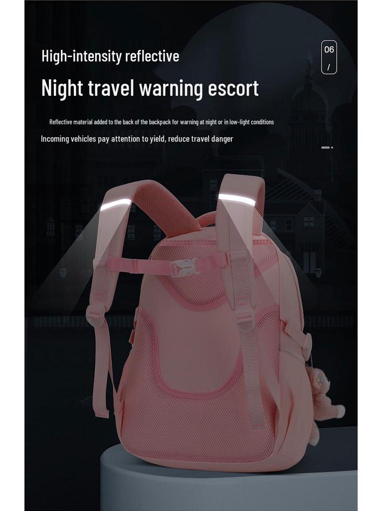 Leichter Kinderrucksack mit Rückenschutz, Klassen 1-6, Doppelschulter, Großes Fassungsvermögen, Handgriff