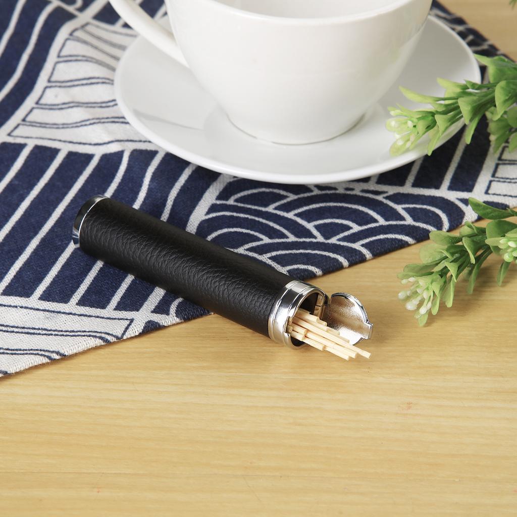 Portable Leather Toothpick Holder Metal Toothpick Box Portable Toothpick Storage Case Needle Case Outdoor Travel