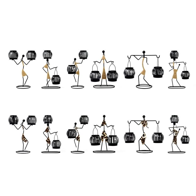 Modern Iron Figure Candlestick Holders Candlestick Desktop Art Decorations for Home Perfect Collectible Art Room Decors