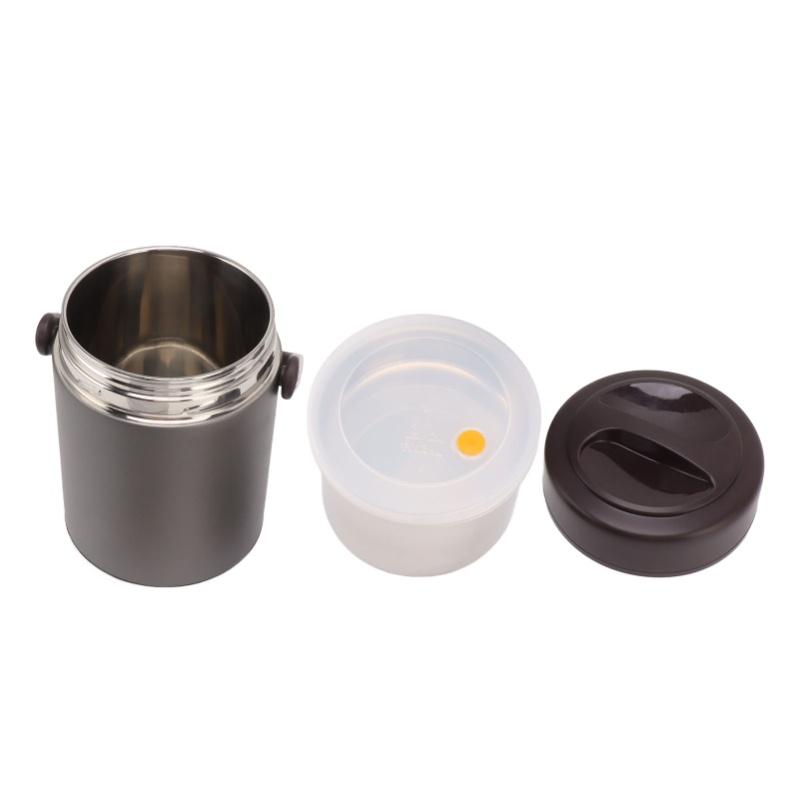 2L Dark Gray Insulated Food Container Multi Layer Stainless Steel Large Capacity Insulation Vacuum Food Jar