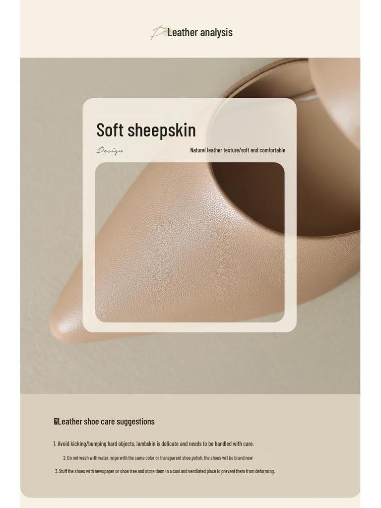 Echtes Leder Französische Spitze Schafsleder Pantoletten - Damen Sommer Zehenbedeckte Hausschuhe