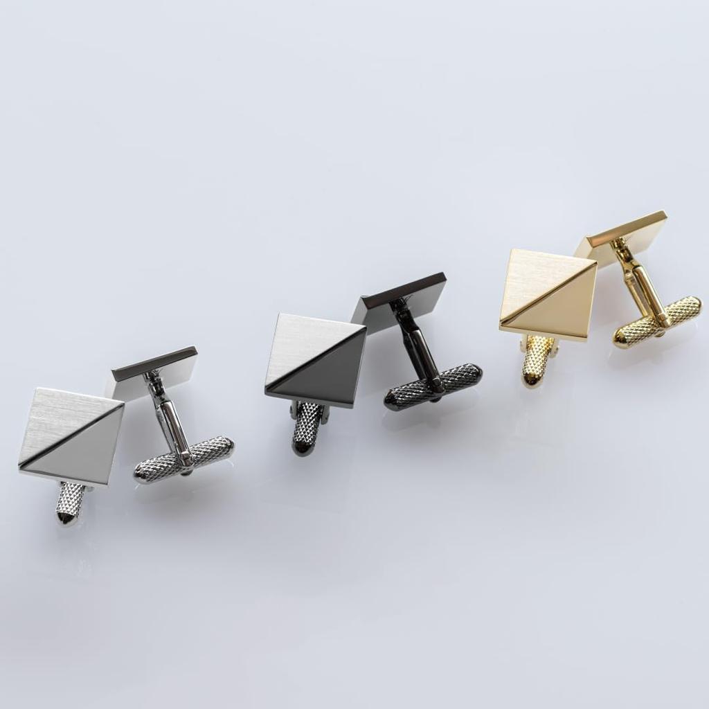 Made In Brass Geometric Silver [Tabarat] Cufflinks, Men's, Japan, Cufflinks,