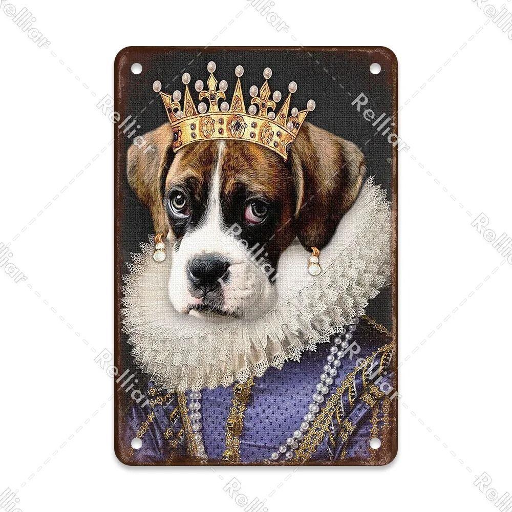 Metal Sign Gentleman Dog Wall Decor, Vintage Tin Plate for Living Room 20x30 cm