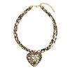 Fashionable Heart Pendant Necklace with Leopard Print Cord Handmade Accessory for Women Unique and Trendy Accessories