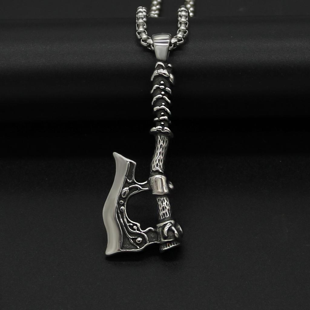 Pendant Fashion Men's Retro Double Sided Ax Odin Legend Chain Necklace
