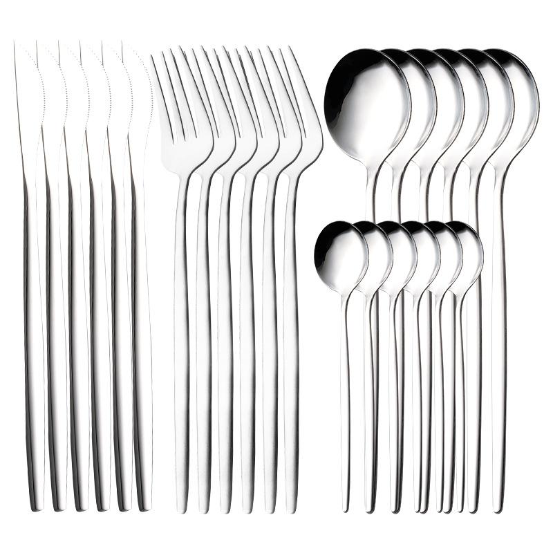 Luxunry 24Pcs Gold Dinnerware Flatware Set Silverware Stainless Steel Dinenr Knife Fork Coffee Spoon Home Tableware Cutlery Set