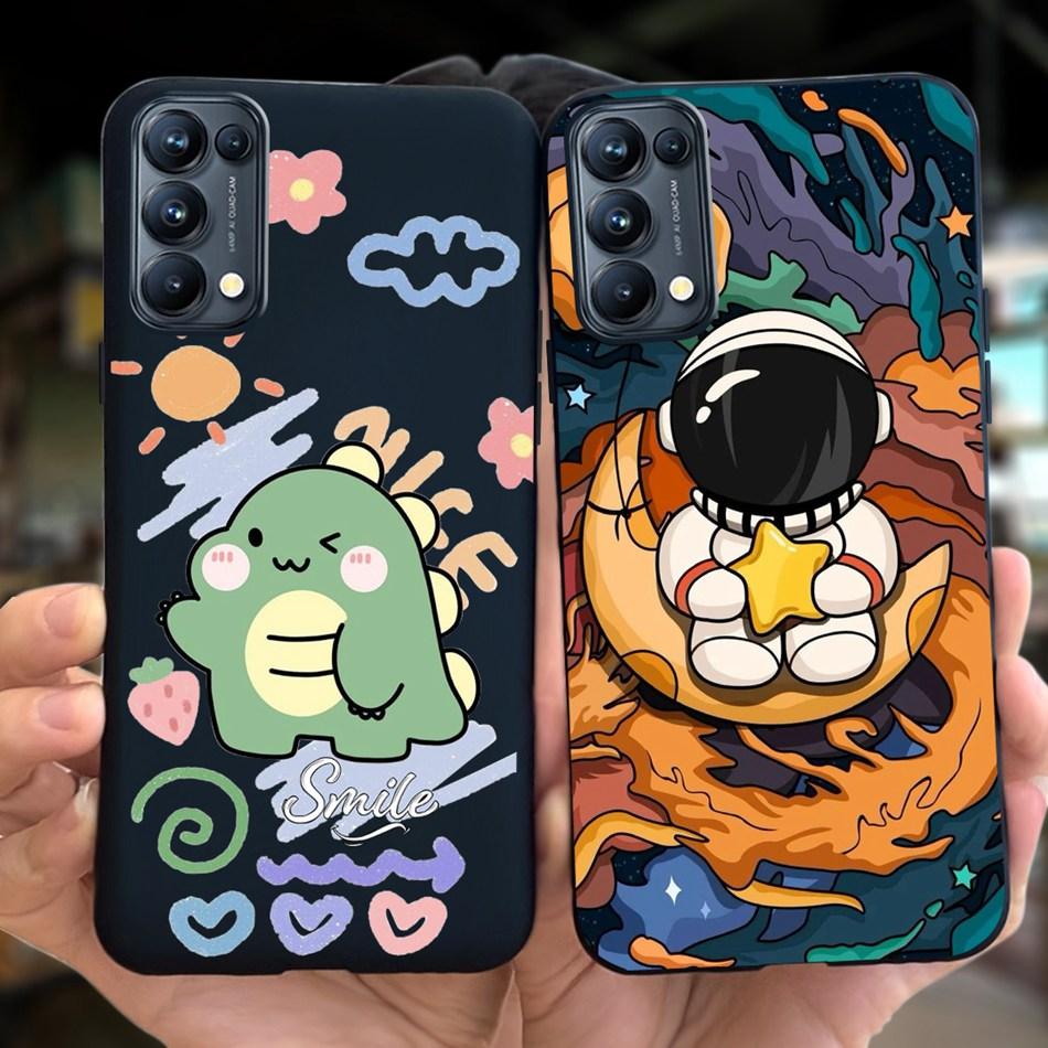 For OPPO Reno5 Pro 5G 4G Reno5 Phone Case Reno 5 5Pro CPH2201 CPH2145 Cute Cat Cartoon Candy Color Soft Silicone TPU Back Cover