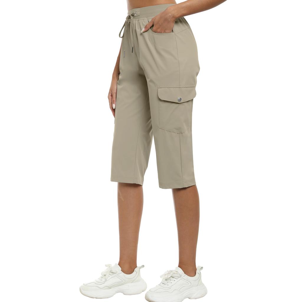 CapriPants for Women Lightweight Pants for Women Casual Summer Shorts with Zipper Pockets