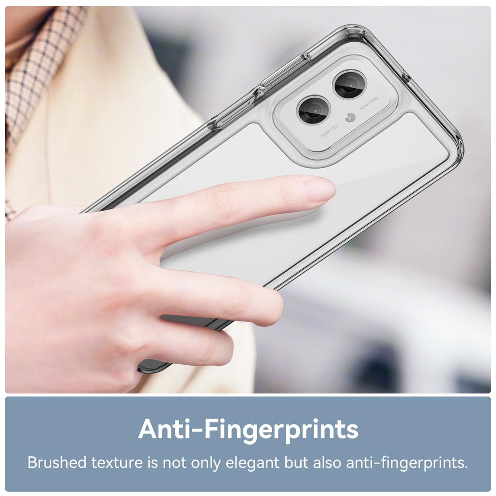 WANLONFENG MF Series for Motorola Moto G55 5G Case TPU+Acrylic Clear Phone Cover with Tempered Glass Film