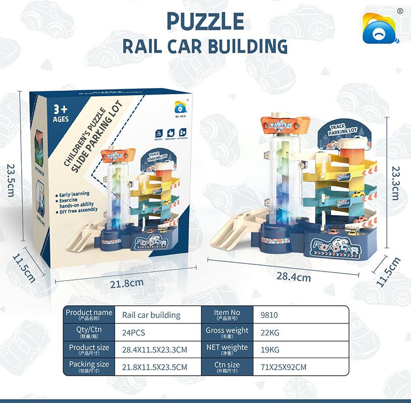 Children'S Electric Lift Three-Dimensional Parking Lot Building Car, Urban Track Rotating Slide Parking Building