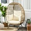 Rattan Style Wicker Chair With Soft Cushions Aluminum Frame Khaki And Beige 105 X 90 X 148 Cm