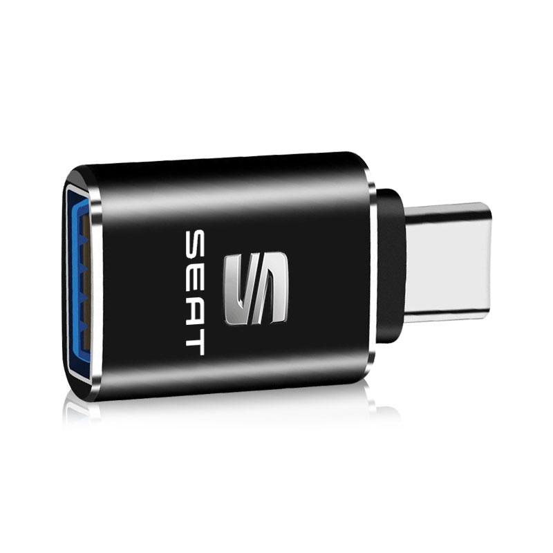 1Pcs Car Charging Adapter Type-C To USB Converter Car Accessories For Seat Leon FR Altea Ibiza Toledo Cordoba Alhambra Arona Ateca Exeo