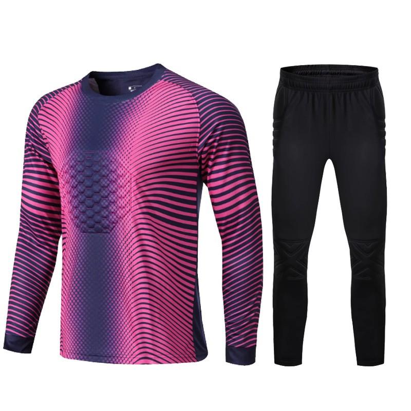 Mens Youth Goalkeeper Kit Long Sleeve Soccer Jersey Set Breathable Bamboo Fiber Uniform Training Match