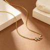 18K Gold Plated Stainless Steel Diamond Leaf Pendant Necklace, Colorfast Clavicle Chain Women's Accessory
