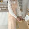 Cotton Sleeveless Apron With Fresh Checkered Pattern For Kitchen And Cafe Use