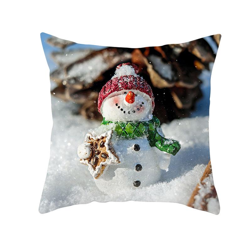 New Christmas Snowman Pillow Cover Festive Home Sofa Pillow Cover