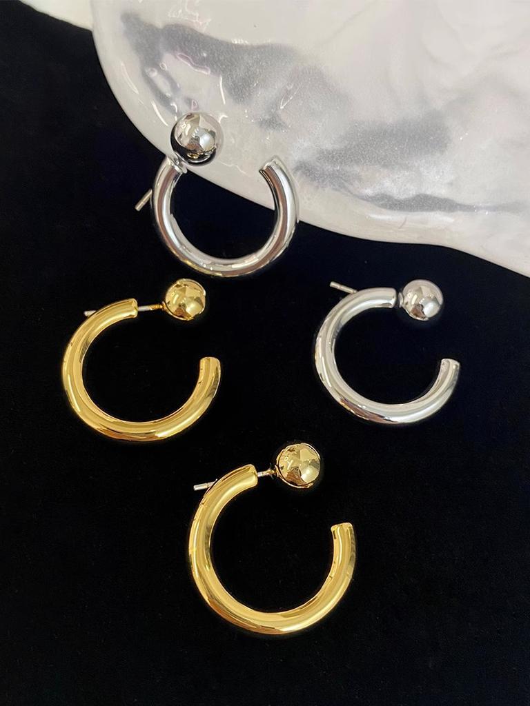 New Creative Copper Reversible C-shaped Metal Earrings for ladies Simple Two Wear way High Quality Jewelry Gift for Women