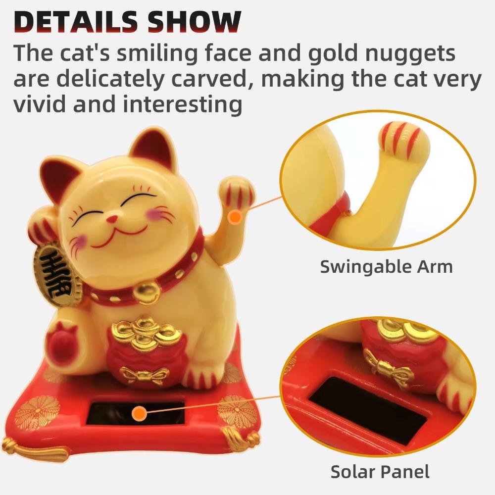 Waving Wealth Fortune Cat Figurine Mini Car Ornament Waving Hand Cat Ornaments  Holiday Gift