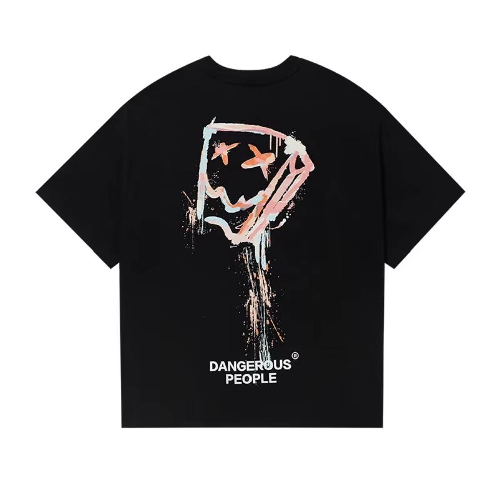 2024 Summer Hot Selling Men's T-shirts Short Sleeved 100% Cotton Splashing Ink Paper Bag People Funny Printed Women T-shirt Tops