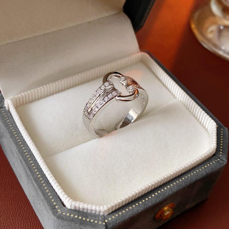 Stylish Open-ended Copper Ring With Zirconia Oval For Women Sophisticated Design