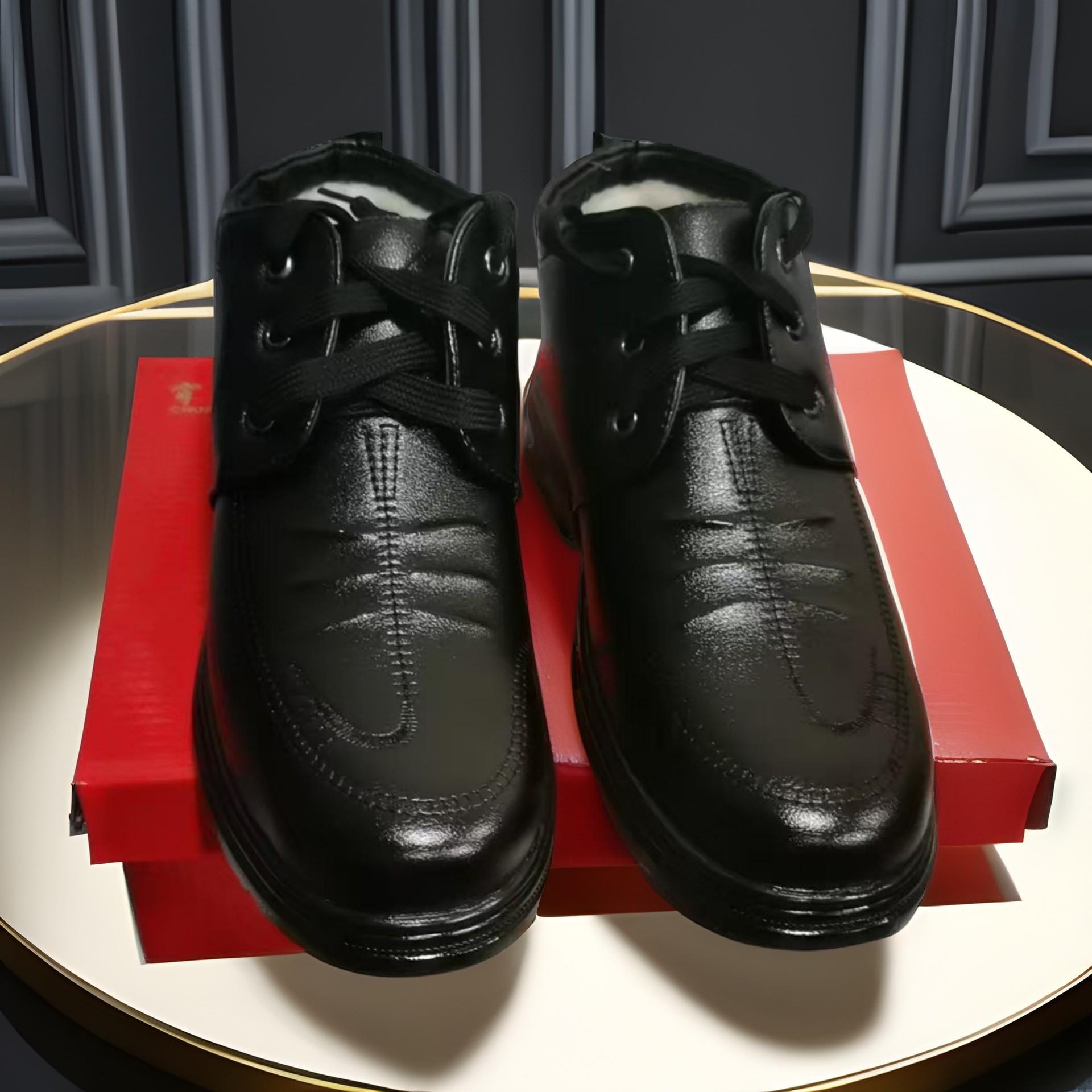 

Новая зимняя мужская хлопковая обувь, деловые формальные коричневые кожаные ботильоны для мужчин, повседневные лоферы, зимние водонепроницаемые сноубутсы для мужчин 43