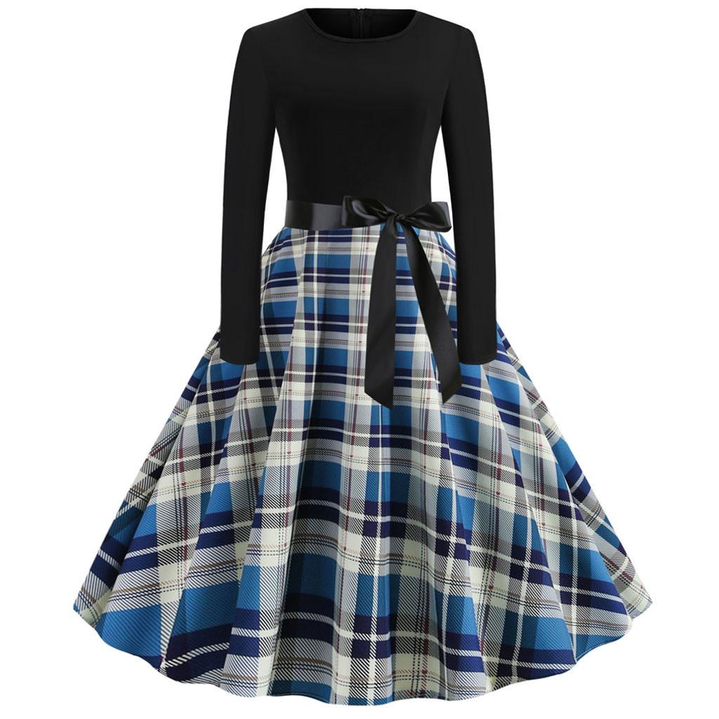 

Ramidos женское винтажное свободное платье с длинным рукавом 50-х годов для домохозяйки повседневное вечернее платье для выпускного вечера