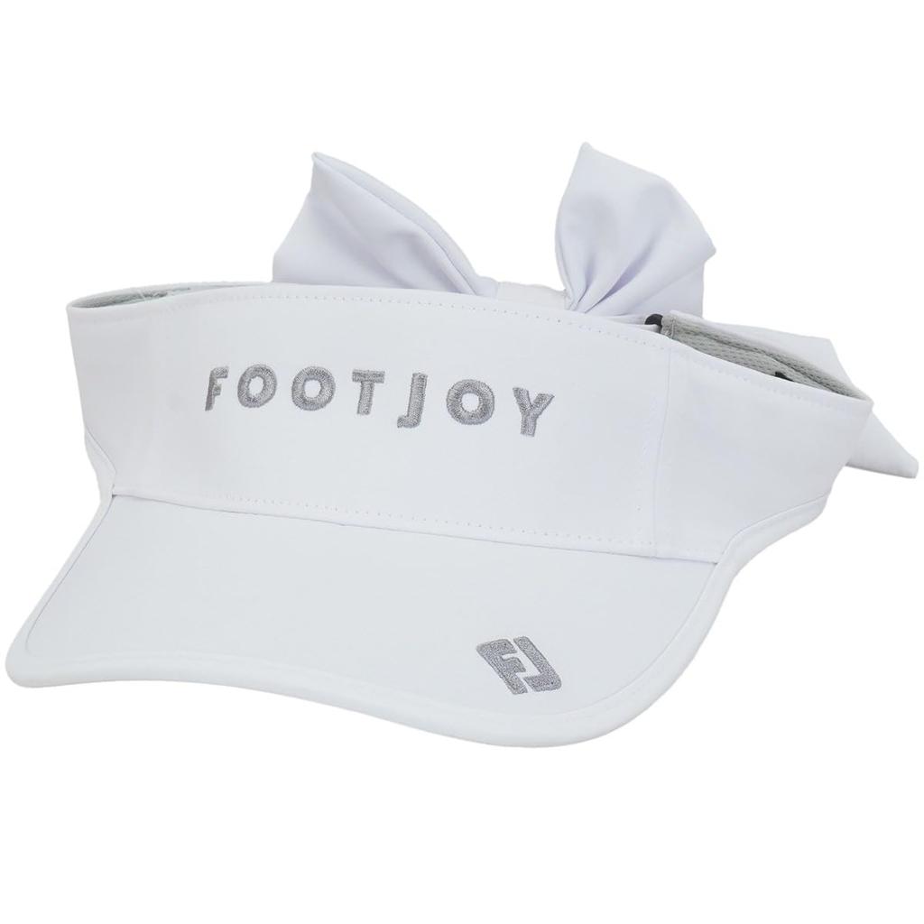 FootJoy WO Ear Curved Ribbon Visor Cap, White, Women's, Free Size (55-57cm), FH24VRBB, FH24VRBB-1