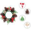 Christmas Candle Rings Wreaths Mini Christmas Candle Wreath With Red Berries Candle Holder Garland Cabinet Decor For Holiday