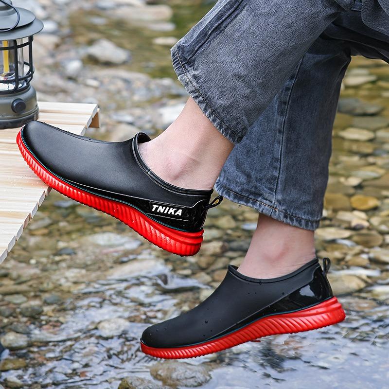 Low-top Non-slip Waterproof Shoes Fashion Overshoes Kitchen Chef Rain Shoes Men's Rubber Shoes Rain Boots Couple Four Seasons Work Short Tube
