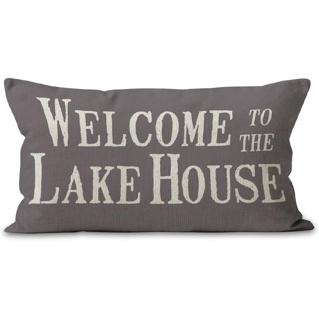 Mancheng-zi Lake House Decor, 12x20 Pillow Cover, Outdoor Pillows,Lake House Decor for The Home,Outdoor Pillow Covers,Lake Life Decor,Welcome to Our Color-2-long