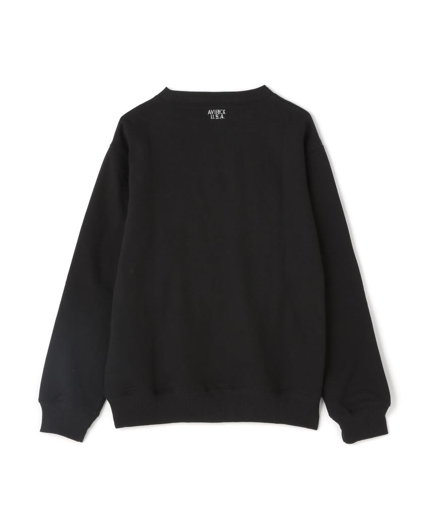 AVIREX CREW NECK L/S SWEAT 783-3932002 Men's M Black
