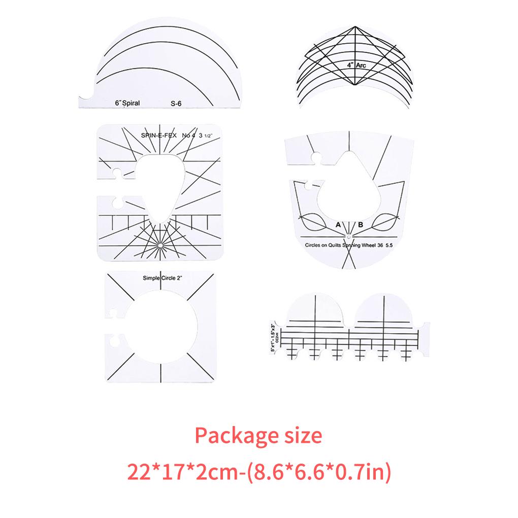 Pack of 6 DIY Creative Quilting Templates Transparent Convenient Exquisite Ergonomic Grip Sewing Accessories Quilting Supplies