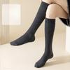 Double-needle Vertical Striped Wool Calf Socks for Autumn and Winter, Slimming and Warming