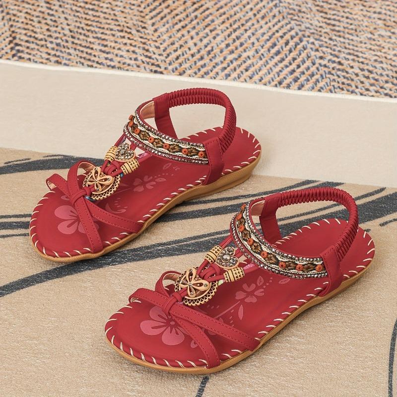 Bow, New Women's Shoes Flat-bottomed Handmade Beaded Rhinestone Sandals, Wearing Beach Little White Shoes Women