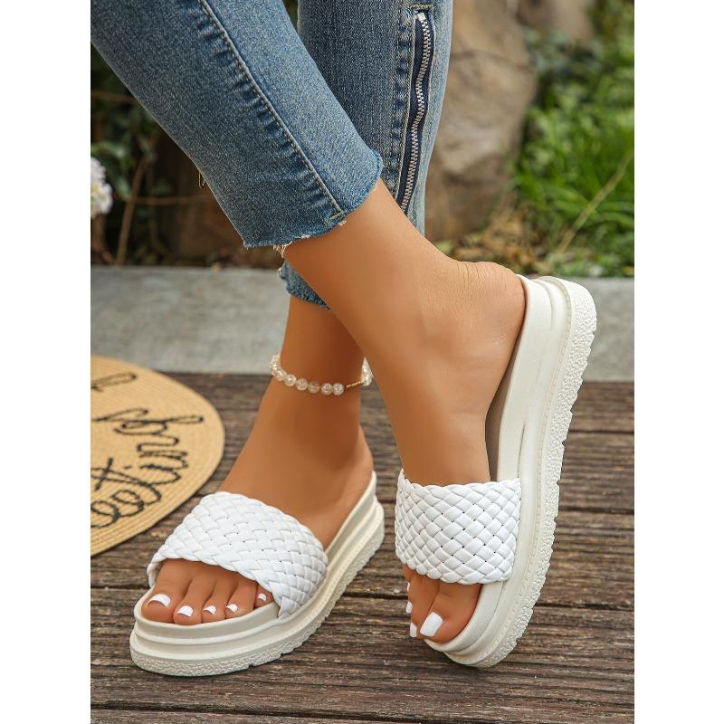 Women’s Woven Platform Slip-On Sandals Chunky Summer Flats