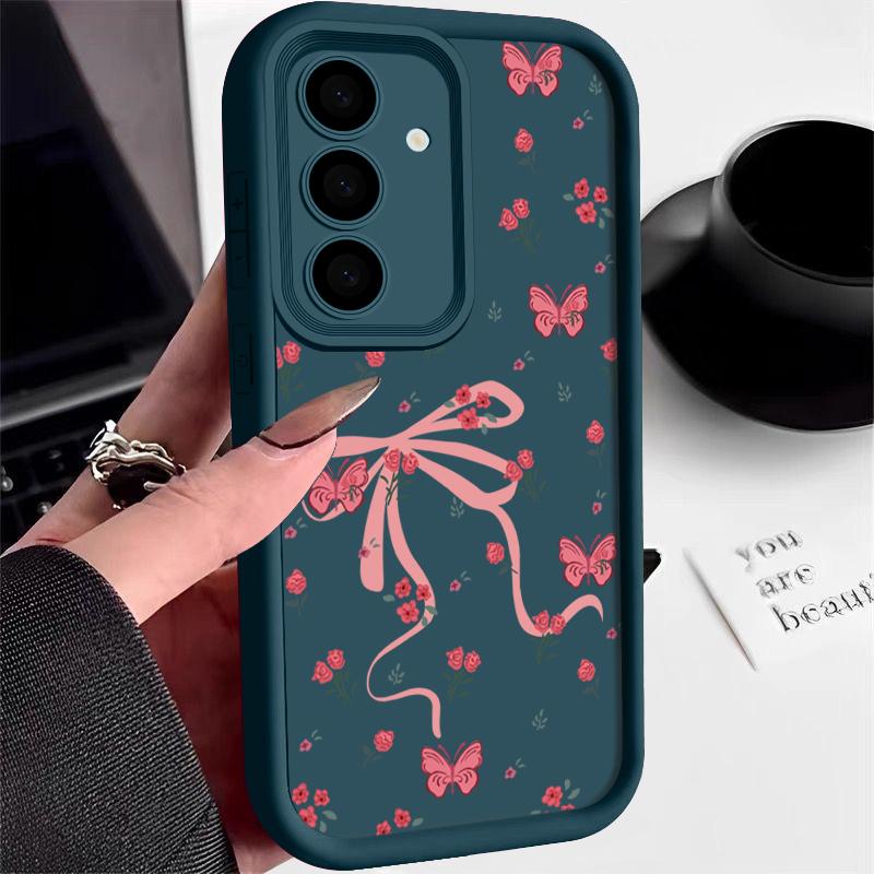 Pink Bowknots Flower Case For Samsung Galaxy A56 A36 A26 A16 5G A55 A35 A15 A54 A34 S20 FE S21 S22 Plus S23 S24 S25 Ultra Capa