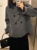 Жіноче ретро-пальто з сірої вовни для тендітних жінок з коміром Пітер Пен, посилене для осені/зими, корейський стиль Хепберн.