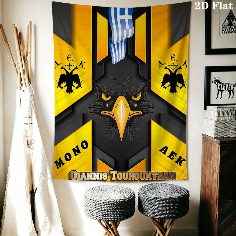 AEK Athens F.C logo Wall Hanging Printed Fabric Blanket Decorative Tapestries for Bedroom Living Room Home Decor